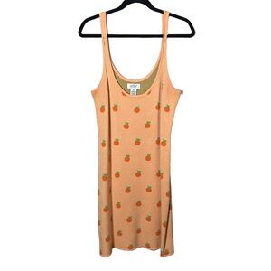 Peach Print Mini Tank Dress - Orange